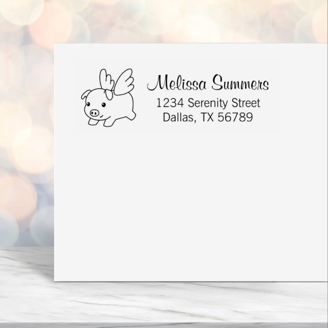 Flying Pig - Piglet with Wings Address Self-inking Stamp (Creator Uploaded)