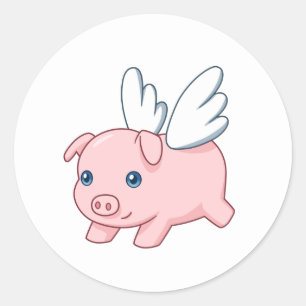 Flying Pig - Piglet with Wings Classic Round Sticker