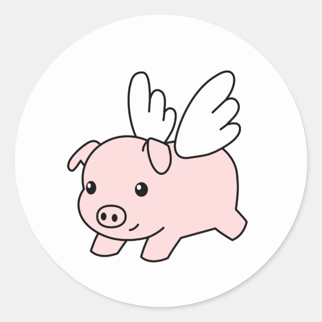 Flying Pig - Piglet with Wings Classic Round Sticker (Front)