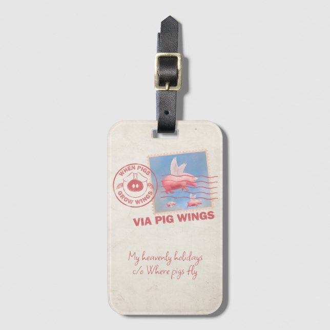 Flying Pig Postage Luggage Tag (Front Vertical)
