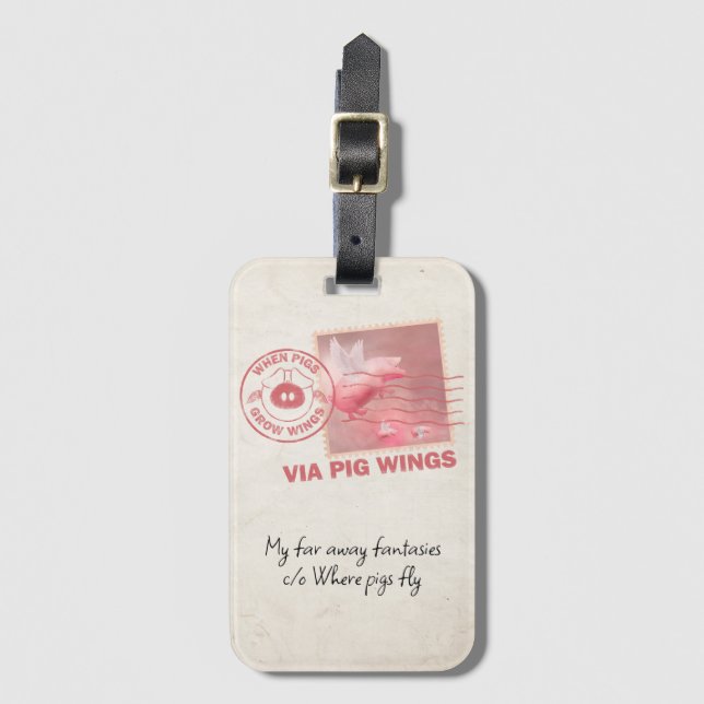 Flying Pig Postage Luggage Tag (Front Vertical)