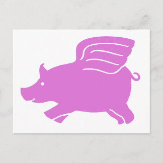 Flying Pig Postcard -  Pink