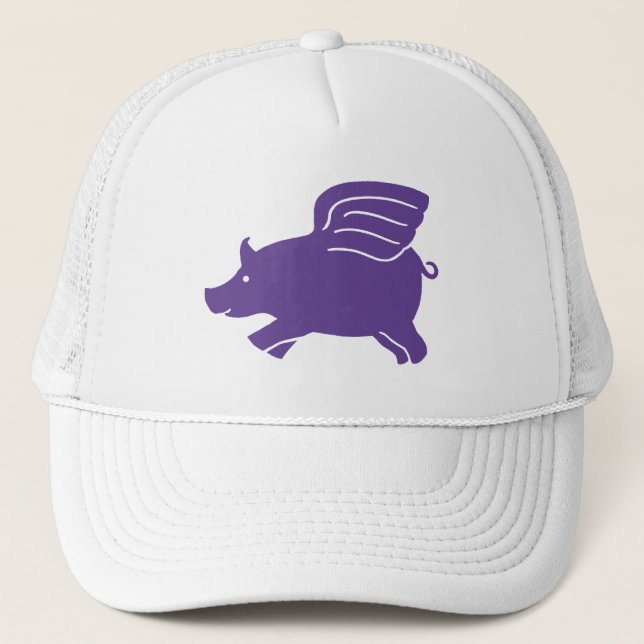 Flying Pig  -  Purple Trucker Hat (Front)