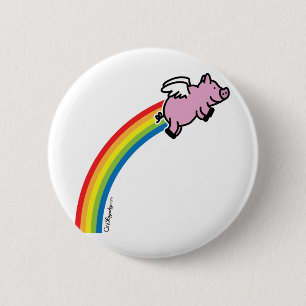 Flying Pig Rainbow 6 Cm Round Badge