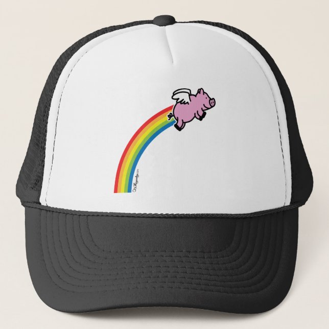 Flying Pig Rainbow Trucker Hat (Front)