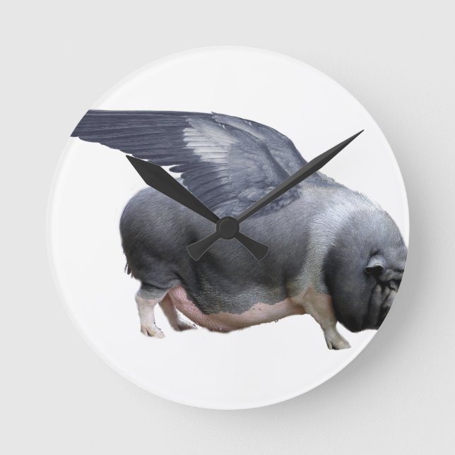 flying pig round clock (Front)