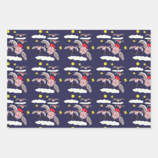 Flying Pig Santa  Wrapping Paper Sheet