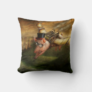 Flying Pig - Steampunk - The flying swine Cushion