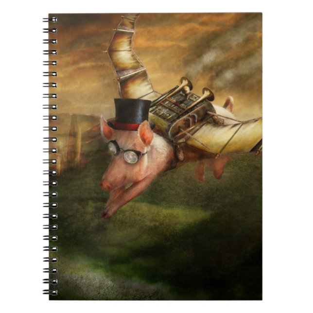 Flying Pig - Steampunk - The flying swine Notebook (Front)