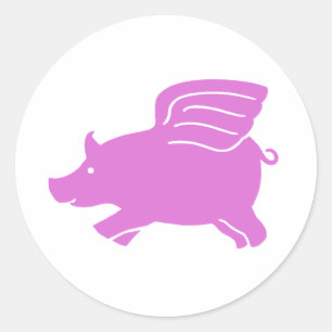 Flying Pig Sticker -  Pink