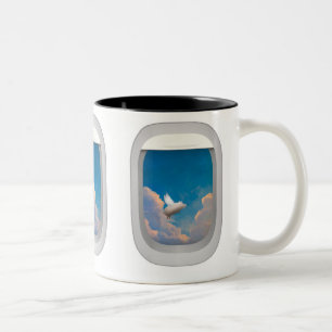 flying pig through aeroplane windows mug