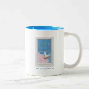 flying pig through window mug