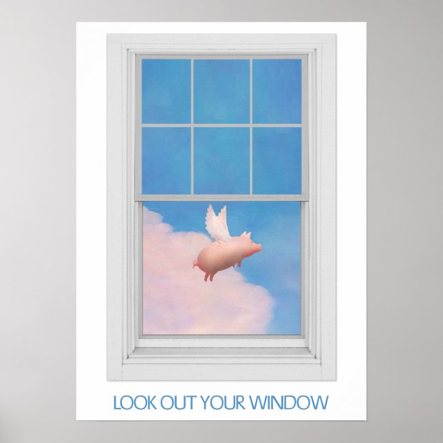 flying pig through window poster (Front)