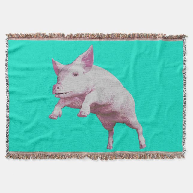 Flying Pig Throw Blanket (Front)