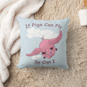 Flying Pig Throw Pillow