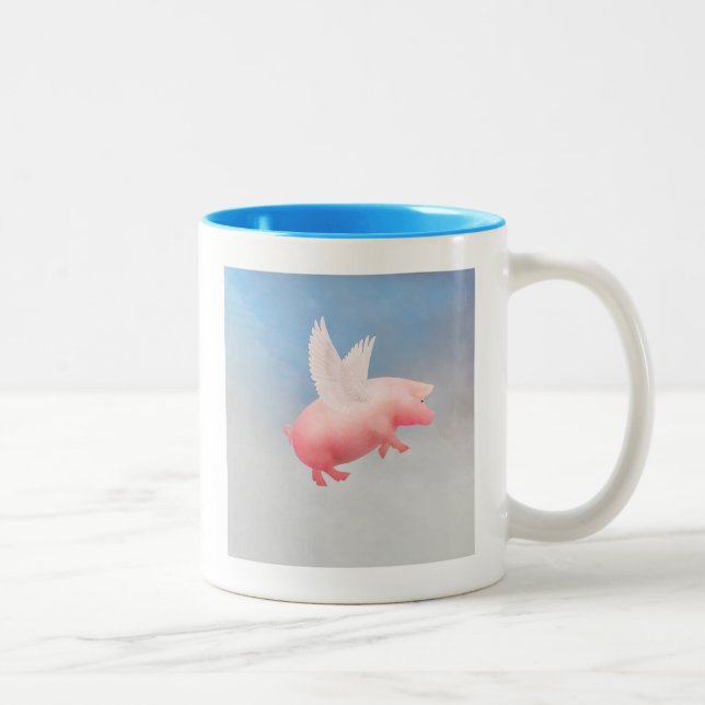 Flying Pig Two-Tone Coffee Mug (Right)