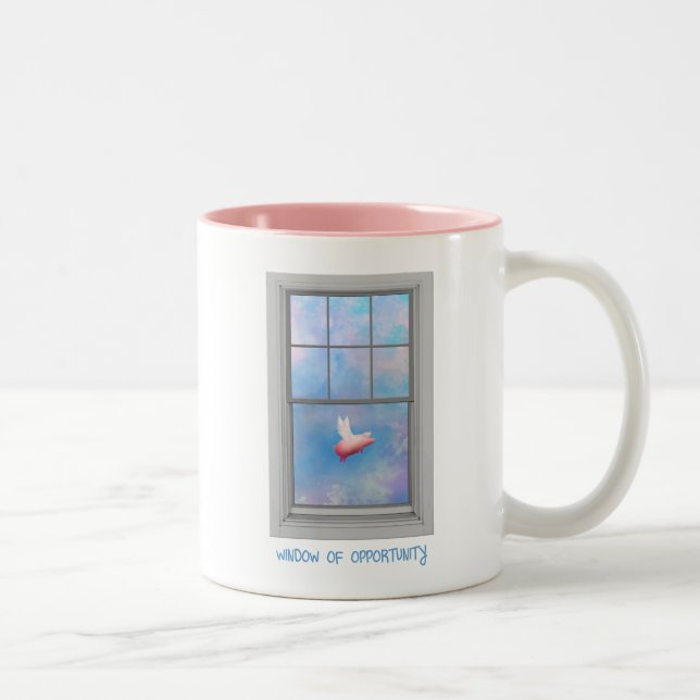 Flying Pig-Window of Opportunity Two-Tone Coffee Mug (Right)