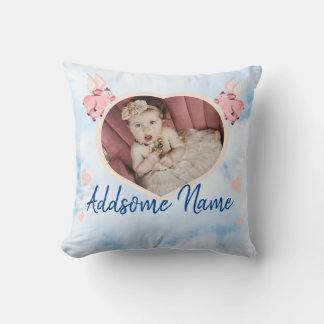  Flying Pig Wing Baby Photo Heart Cushion