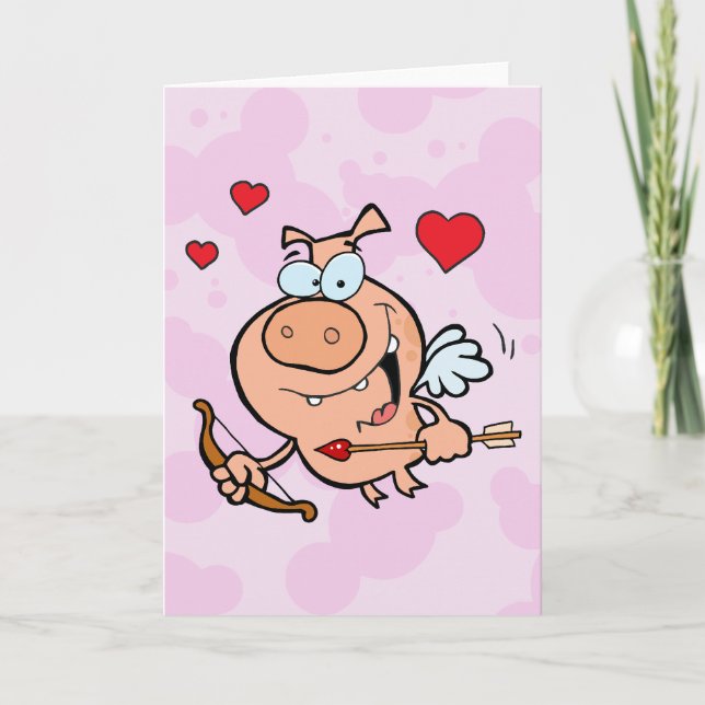 Flying Pig with Bow and Arrow Holiday Card (Front)