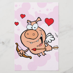 Flying Pig with Bow and Arrow Stationery