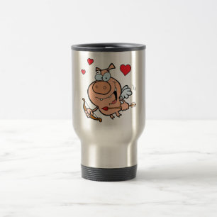 Flying Pig with Bow and Arrow Travel Mug