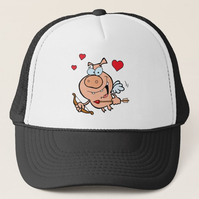 Flying Pig with Bow and Arrow Trucker Hat (Front)
