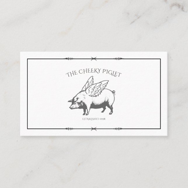 Flying Pig With Wings Logo Business Card (Front)