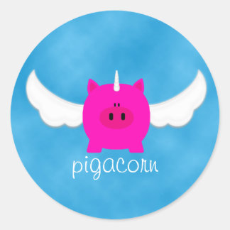 Flying Pigacorn Classic Round Sticker