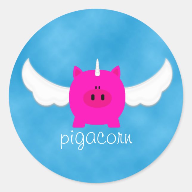 Flying Pigacorn Classic Round Sticker (Front)