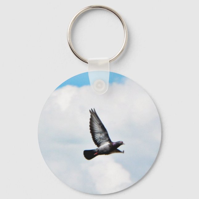 Flying Pigeon On Sky Key Ring (Front)