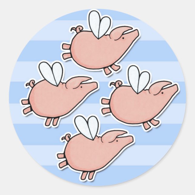 flying piggies classic round sticker (Front)