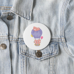 Flying Piggies in Hot Air Balloon 7.5 Cm Round Badge