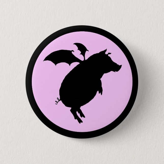 Flying piggy 6 cm round badge (Front)