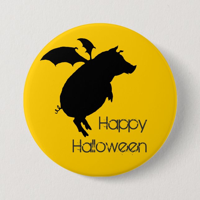 Flying piggy 7.5 cm round badge (Front)