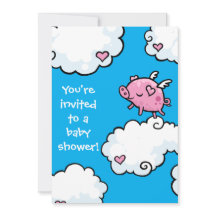 Flying Piggy Baby Shower invite
