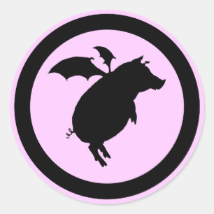 Flying piggy classic round sticker