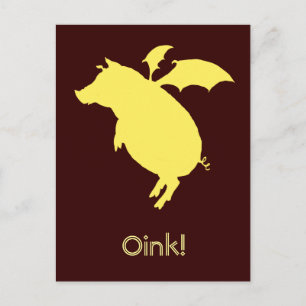 Flying piggy postcard