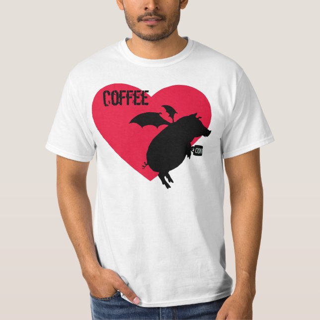 Flying piggy with coffee T-Shirt (Front)