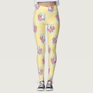 Flying Pigs Chinese New Year Zodiac yellow Girl L Leggings