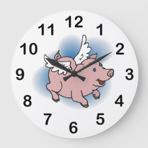 Flying Pigs Clock - Cute Pink Pig with Wings!