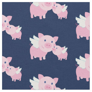 Flying Pigs Cute Baby Nursery Decor Fabric