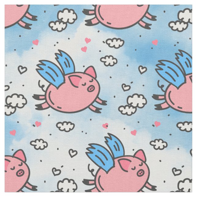 flying pigs fabric (Close Up)