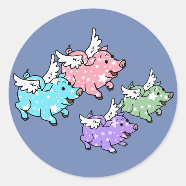 Flying Pigs Family Classic Round Sticker (Front)