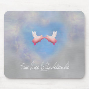 flying pigs kiss-true love is unbelievable mouse mat