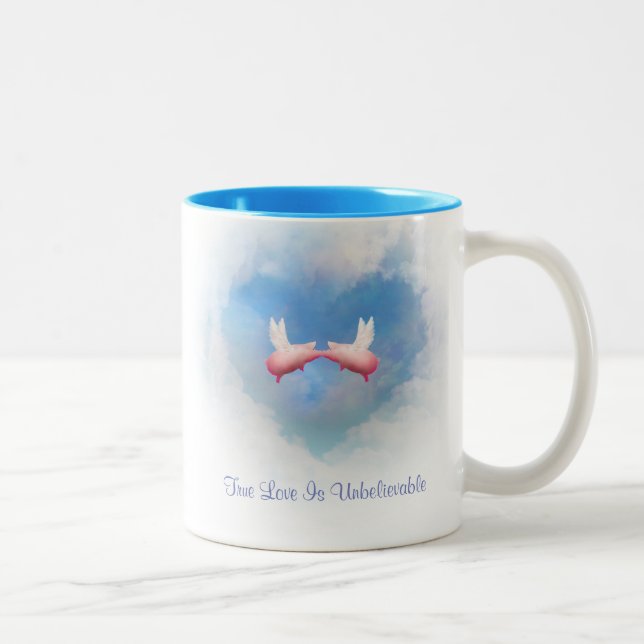Flying Pigs Kiss-True Love Is Unbelievable Mug (Right)