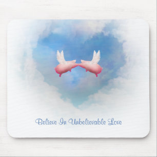 Flying Pigs Kiss-Unbelievable Love Mousepad