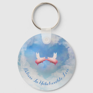 Flying Pigs Kissing-Believe In Unbelievable Love Key Ring