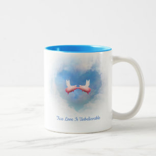 Flying Pigs Kissing-True Love Is Unbelievable Two-Tone Coffee Mug