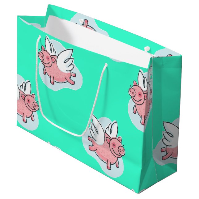 Flying Pigs New Baby Choose colour L Gift Bag (Front Angled)