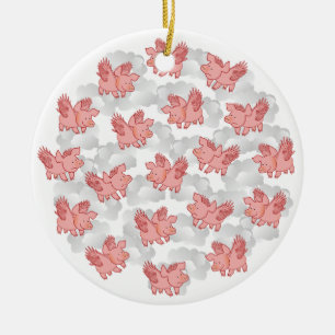 Flying Pigs ornament, customize Ceramic Tree Decoration